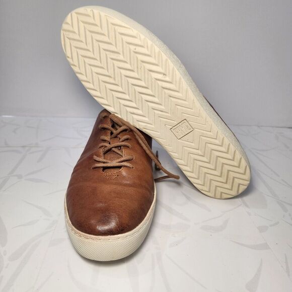 Frye Webster Leather Sneakers Low Cognac Lace Up Women Size 10M - Picture 9 of 10